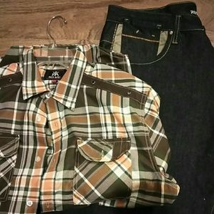 Button up shirt and jeans